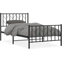 vidaXL Cadre de lit avec tête et pied de lit en métal noir 100x190 cm