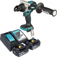Makita DHP 492 RF perceuse-visseuse à percussion sans fil 18 V 141 Nm Brushless + 2x batterie 3,0 Ah + chargeur