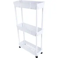 Confibel - Étagère de rangement/organisateur à 3 niveaux - Étagère métallique - Rangement étroit pour cuisine, salle de bain, bureau - Blanc