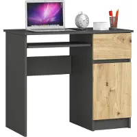 Akord Bureau 1 Tiroir 1 Armoire Piksel Droit Gris Graphite Et Chêne Artisan 90X50X77
