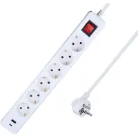 As Schwabe as-Schwabe Multiprise 6 prises interrupteur USB A/C 5m Multiprise IP20