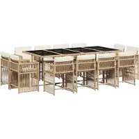 vidaXL Salon de jardin 13 pièces avec coussins Beige Poly Rattan