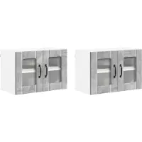 vidaXL Armoire vitrée LUCCA, 2 pièces, gris béton, matériau de bois
