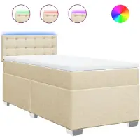 vidaXL Lit boxspring avec matelas Crème 80x200 cm Tissu