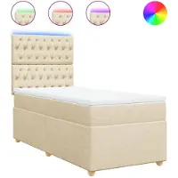 vidaXL Lit boxspring avec matelas Crème 100x200 cm Tissu