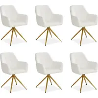 Homestyle4u Chaise de Salle à Manger Lot de 6 Moderne Bouclé Beige Design Chaises de Cuisine Chaises pas Cher Fauteuils Rembourrée