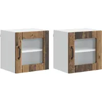 vidaXL Armoire murale en verre LUCCA, 2 pièces, bois vieilli, 40 x 31 x 40 cm