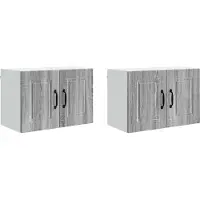vidaXL Armoire murale PORTO, 2 pièces, en panneaux de particules imitation bois gris Sonoma