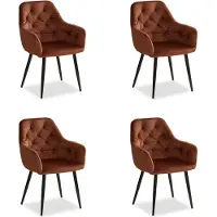 Homestyle4u Chaise Salle à Manger Lot de 4 Velours Brun Design Moderne Chaises de Cuisine Chaises pas Cher Fauteuils Rembourrée