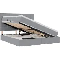 vidaXL Lit coffre à LED avec matelas, gris clair, 160 x 200 cm, tissu