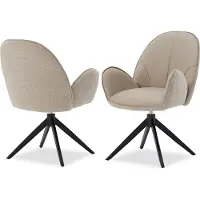 Homestyle4u Chaise de Salle à Manger Lot de 2 Moderne Bouclé Cuir Beige Design Chaises de Cuisine Chaises pas Cher Fauteuils Rembourrée
