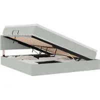 vidaXL Lit coffre à LED avec matelas, gris clair, 160 x 200 cm, velours