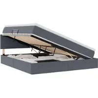 vidaXL Lit de rangement avec matelas gris foncé 160 x 200 cm velours