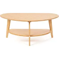Needs&wants® : table basse en bambou, ovale et ronde, table de salon, table basse extensible à trois pieds avec espace de rangement, grande table basse demi-circulaire