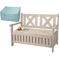 Needs&wants® Banc de jardin en bois résistant aux intempéries avec espace de rangement et couverture Banc à coffre 2 places Banc en bois Banc de parc Banc de jardin extérieur avec coffre Bois massif