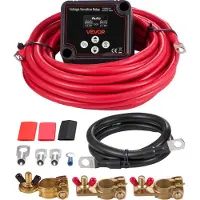 Vevor Kit double relais de coupure de batterie, 12 V, 140 A, relais VSR sensible à la tension avec voltmètre, écran LCD, coupe-batterie, compatible avec les batteries plomb-acide, pour UTV, ATV