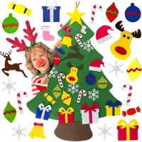 Zolta Arbre de Noël en feutre avec décorations en navets pour enfants, Décoration de Noël en feutre artificiel, DIY
