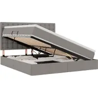 vidaXL Lit de rangement avec matelas Taupe 180 x 200 cm Tissu