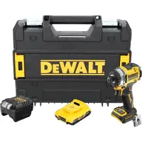 DeWalt DCF 860 D1T Clé à choc sans fil 18 V 282 Nm 1/4" Brushless + 1x batterie 2,0 Ah + chargeur + TSTAK