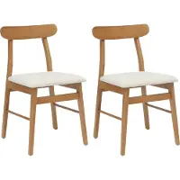 vidaXL - 2 chaises de salle à manger. Bois d'hévéa massif, couleur naturelle et claire