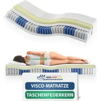 AM Qualitätsmatratzen | Matelas à ressorts ensachés viscoélastique 90x200 cm - H3 - Fabriqué en Allemagne