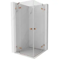Mexen Lunar Duo cabine de douche pivotante 120 x 120 cm, transparent, cuivre brossé - 834-120L-120P-65-00