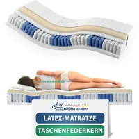 AM Qualitätsmatratzen | Matelas à ressorts ensachés en latex 120x200 cm - H2 - Fabriqué en Allemagne