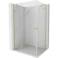 Mexen Mist H Duo cabine de douche pivotante 100 x 105 cm, transparent, or brossé - 8A5-100L-105P-55-00