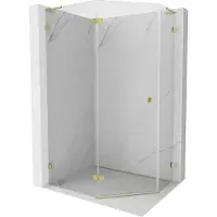 Mexen Lunar L cabine de douche pentagonale pivotante gauche 90 x 80 cm, transparent, or - 831L-090L-080P-50-00-L