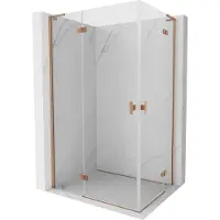 Mexen Cabine de douche battante Mist-H L Duo 90 x 95 cm, transparent, cuivre brossé - 8A5L-090L-095P-65-00