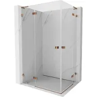 Mexen Lunar L Duo cabine de douche pivotante 100 x 95 cm, transparent, or rose - 834L-100L-095P-60-00