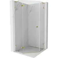 Mexen Lunar L cabine de douche pentagonale pivotante gauche 90 x 90 cm, transparent, or - 831L-090L-090P-50-00-L