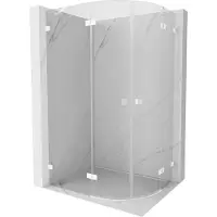 Mexen Lunar cabine de douche semi-circulaire battante gauche 90 x 70 cm, transparent, blanc - 833-090L-070P-20-00