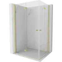 Mexen Mist-F Duo cabine de douche pliable 95 x 100 cm, transparent, or brossé - 8A6-095L-100P-55-00
