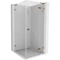 Mexen Lunar L Duschkkabine schwenkbar rechts 100 x 100 cm, transparent, Roségold - 834L-100-100-60-00-P