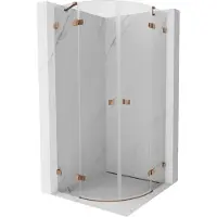 Mexen Lunar cabine de douche semi-circulaire pivotante 80 x 80 cm, transparent, or rose - 833-080L-080P-60-00