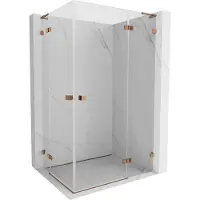 Mexen Lunar L Cabine de douche duo pivotante droite 115 x 75 cm, transparent, or rose - 834L-115P-075L-60-00
