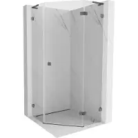 Mexen Lunar L cabine de douche pentagonale pivotante droite 90x90 cm, transparent, gris canon brossé - 831L-090P-090L-66-00-P
