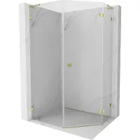 Mexen Lunar L cabine de douche pentagonale pivotante droite 80 x 90 cm, transparent, or - 831L-080P-090L-50-00-P