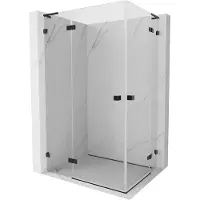 Mexen Lunar L Duo Cabine de douche pivotante 115 x 100 cm, transparente, noire - 834L-115L-100P-70-00