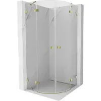 Mexen Lunar cabine de douche semi-circulaire pivotante 90 x 90 cm, transparent, dorée - 833-090L-090P-50-00