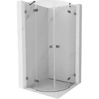 Mexen Lunar cabine de douche semi-circulaire pivotante 90 x 90 cm, transparent, gris canon brossé - 833-090L-090P-66-00