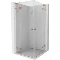 Mexen Lunar L Duo cabine de douche pivotante 80 x 80 cm, transparent, cuivre brossé - 834L-080L-080P-65-00