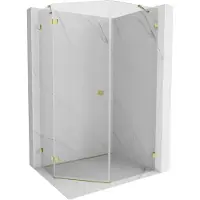 Mexen Lunar cabine de douche pentagonale pivotante gauche 90 x 100 cm, transparent, or - 831-090L-100P-50-00-L