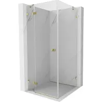 Mexen Lunar cabine de douche pivotante gauche 90 x 90 cm, transparent, doré - 834-090-090-50-00-L