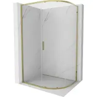 Mexen Exo cabine de douche coulissante semi-circulaire 100 x 80 cm, transparent, doré - 8131-100-080-50-00
