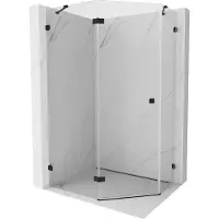 Mexen Lunar cabine de douche pentagonale pivotante gauche 90 x 80 cm, transparent, noir - 831-090L-080P-70-00-L