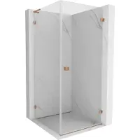 Mexen Cabine de douche ouvrante droite Lunar-B L 90 x 90 cm, transparente, cuivre brossé - 832L-090-090-65-00-P