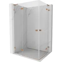 Mexen Lunar L Duo cabine de douche battante 115 x 90 cm, transparent, cuivre brossé - 834L-115L-090P-65-00