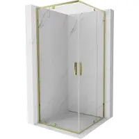 Mexen Exo cabine de douche carrée pivotante 100 x 100 cm, transparent, or - 8110-100-100-50-00